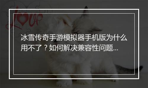 冰雪传奇手游模拟器手机版为什么用不了？如何解决兼容性问题？