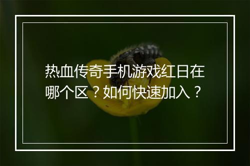 热血传奇手机游戏红日在哪个区？如何快速加入？