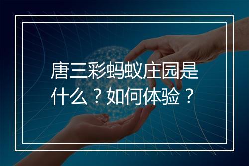 唐三彩蚂蚁庄园是什么？如何体验？