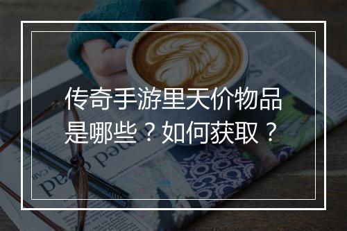 传奇手游里天价物品是哪些？如何获取？