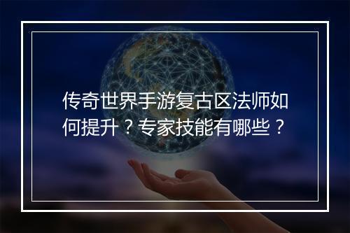 传奇世界手游复古区法师如何提升？专家技能有哪些？