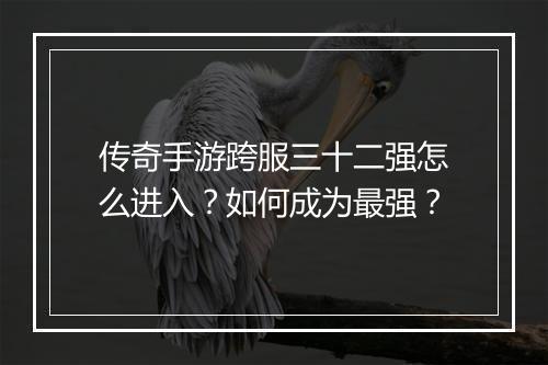 传奇手游跨服三十二强怎么进入？如何成为最强？