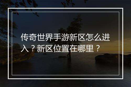 传奇世界手游新区怎么进入？新区位置在哪里？