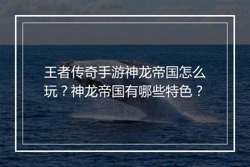 王者传奇手游神龙帝国怎么玩？神龙帝国有哪些特色？