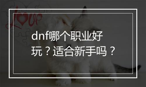 dnf哪个职业好玩？适合新手吗？