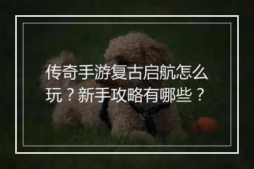 传奇手游复古启航怎么玩？新手攻略有哪些？