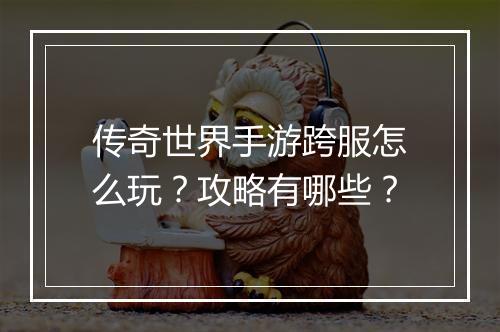 传奇世界手游跨服怎么玩？攻略有哪些？