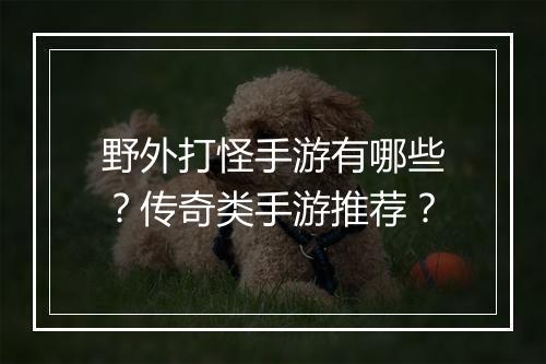 野外打怪手游有哪些？传奇类手游推荐？