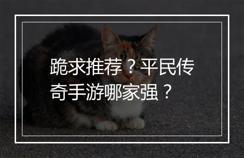 跪求推荐？平民传奇手游哪家强？