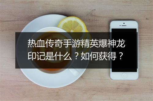热血传奇手游精英爆神龙印记是什么？如何获得？