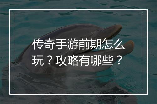 传奇手游前期怎么玩？攻略有哪些？