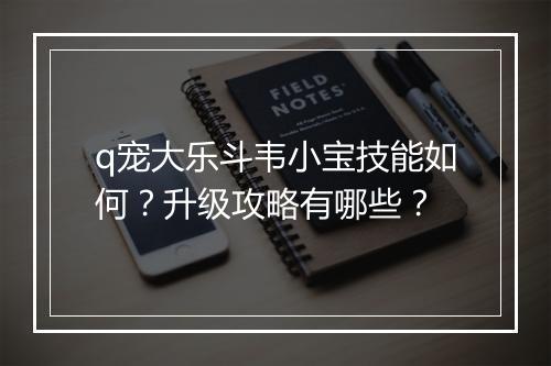 q宠大乐斗韦小宝技能如何？升级攻略有哪些？