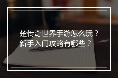 楚传奇世界手游怎么玩？新手入门攻略有哪些？