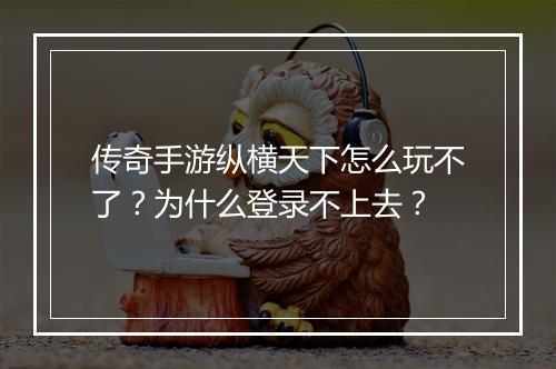 传奇手游纵横天下怎么玩不了？为什么登录不上去？