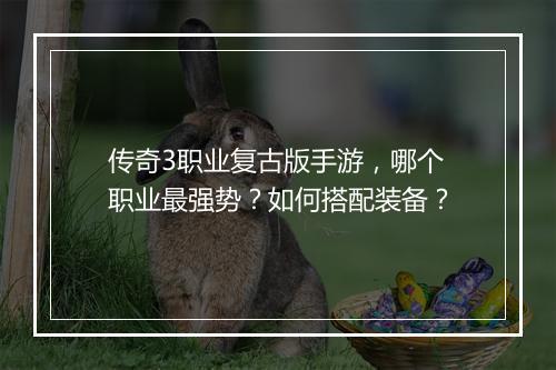 传奇3职业复古版手游，哪个职业最强势？如何搭配装备？