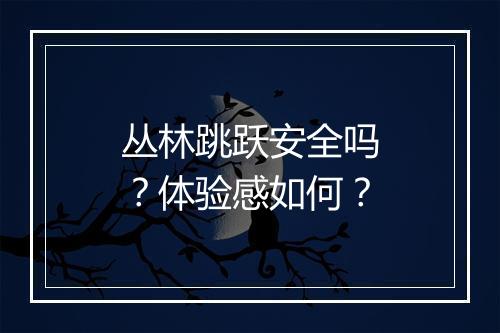丛林跳跃安全吗？体验感如何？
