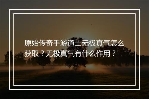 原始传奇手游道士无极真气怎么获取？无极真气有什么作用？