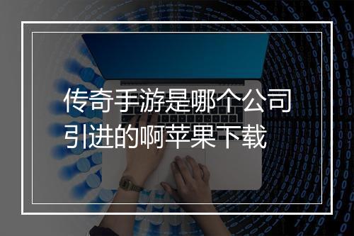 传奇手游是哪个公司引进的啊苹果下载
