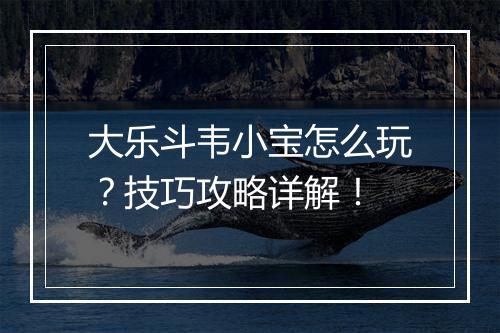 大乐斗韦小宝怎么玩？技巧攻略详解！