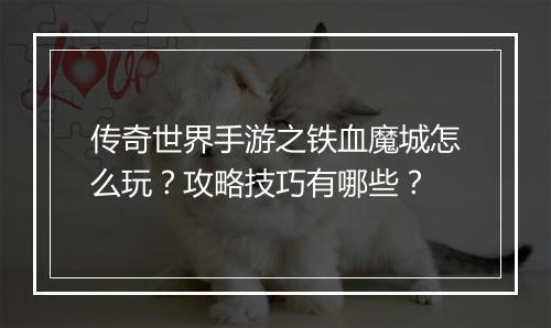 传奇世界手游之铁血魔城怎么玩？攻略技巧有哪些？
