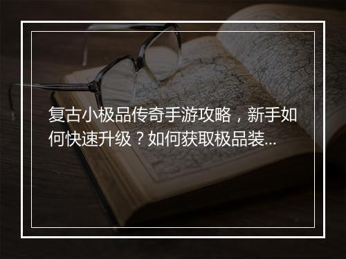复古小极品传奇手游攻略，新手如何快速升级？如何获取极品装备？