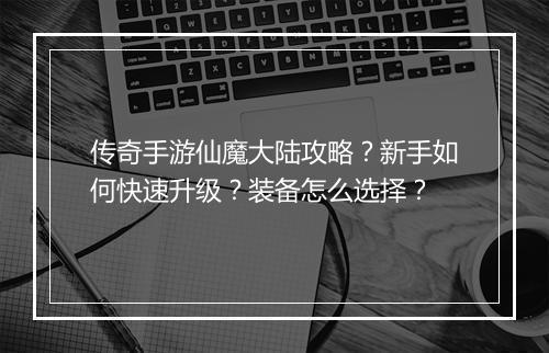 传奇手游仙魔大陆攻略？新手如何快速升级？装备怎么选择？