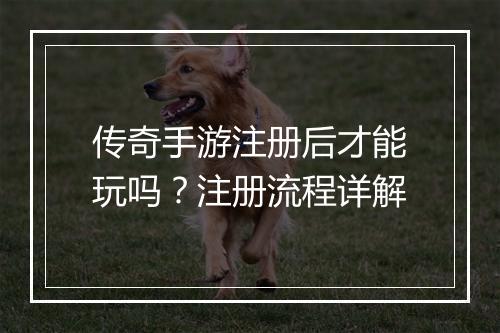 传奇手游注册后才能玩吗？注册流程详解