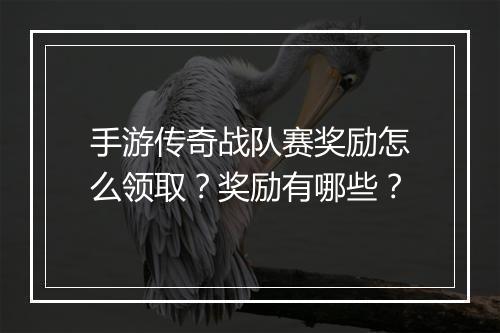 手游传奇战队赛奖励怎么领取？奖励有哪些？