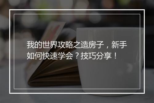 我的世界攻略之造房子，新手如何快速学会？技巧分享！