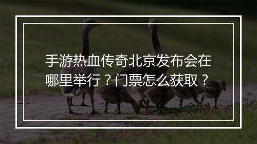 手游热血传奇北京发布会在哪里举行？门票怎么获取？