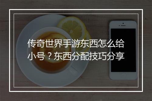 传奇世界手游东西怎么给小号？东西分配技巧分享