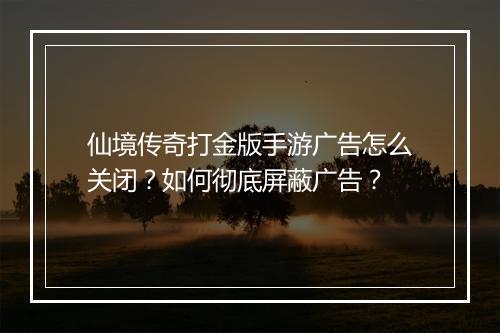 仙境传奇打金版手游广告怎么关闭？如何彻底屏蔽广告？