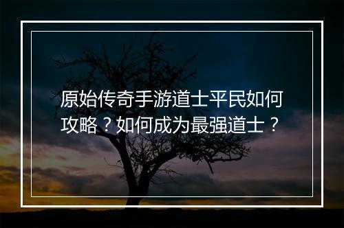 原始传奇手游道士平民如何攻略？如何成为最强道士？