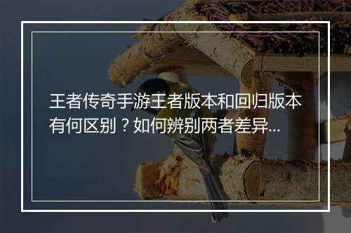 王者传奇手游王者版本和回归版本有何区别？如何辨别两者差异？