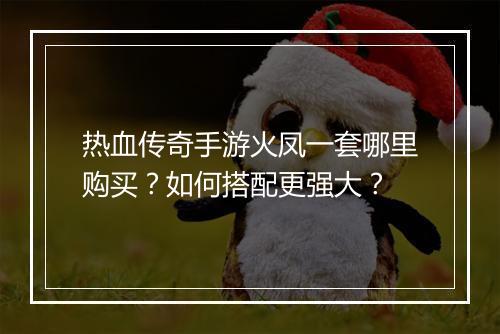 热血传奇手游火凤一套哪里购买？如何搭配更强大？