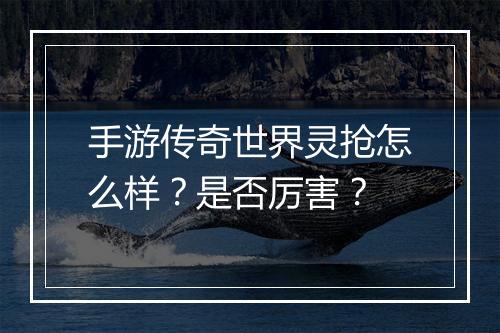 手游传奇世界灵抢怎么样？是否厉害？