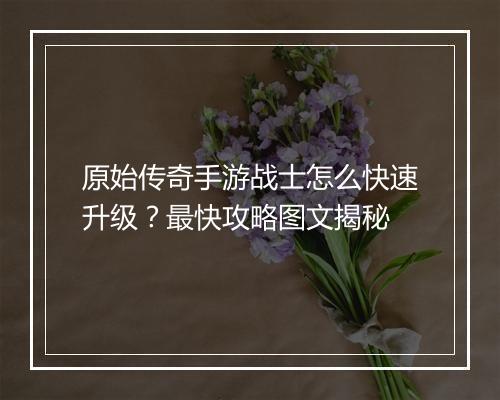 原始传奇手游战士怎么快速升级？最快攻略图文揭秘