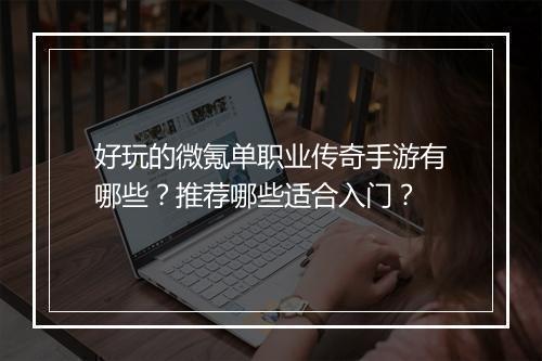 好玩的微氪单职业传奇手游有哪些？推荐哪些适合入门？