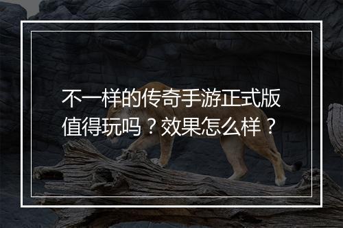 不一样的传奇手游正式版值得玩吗？效果怎么样？