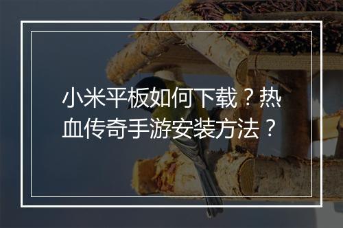 小米平板如何下载？热血传奇手游安装方法？