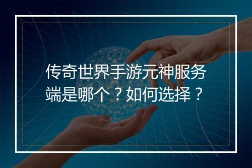 传奇世界手游元神服务端是哪个？如何选择？