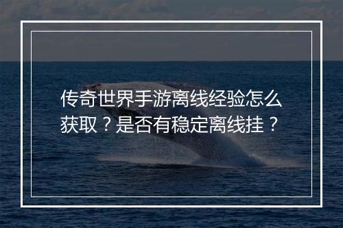 传奇世界手游离线经验怎么获取？是否有稳定离线挂？