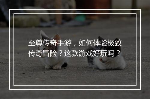 至尊传奇手游，如何体验极致传奇冒险？这款游戏好玩吗？