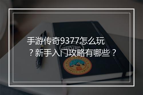 手游传奇9377怎么玩？新手入门攻略有哪些？