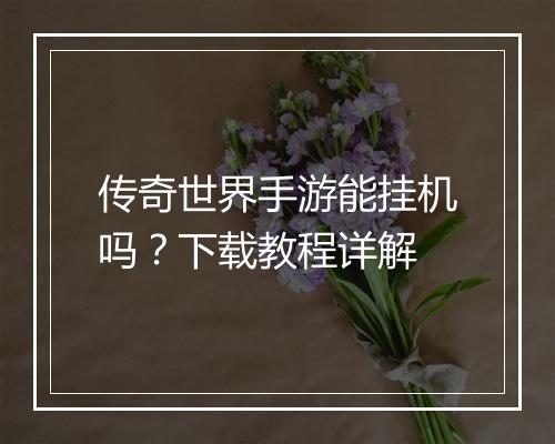 传奇世界手游能挂机吗？下载教程详解