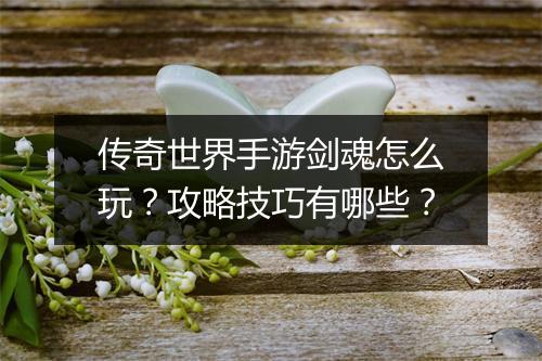 传奇世界手游剑魂怎么玩？攻略技巧有哪些？