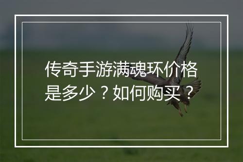 传奇手游满魂环价格是多少？如何购买？
