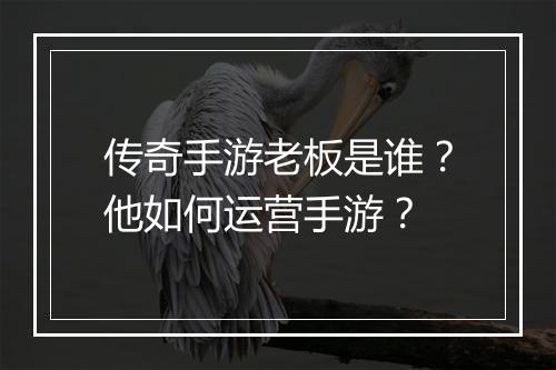 传奇手游老板是谁？他如何运营手游？