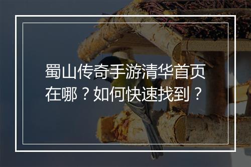 蜀山传奇手游清华首页在哪？如何快速找到？
