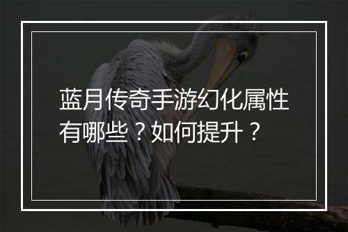 蓝月传奇手游幻化属性有哪些？如何提升？